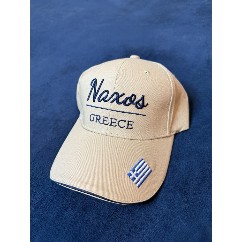 Interhat Naxos Greece Beige Baseball Cap Hat Embroidered Snapback Mens Accessory